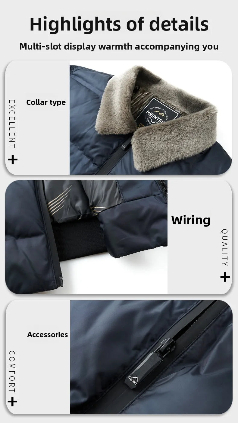 Top Grade Middle-aged Men Bubble Puffer Windbreaker Coat Parka Jacket Winter Plus Velvet Thickened Short Outerwear