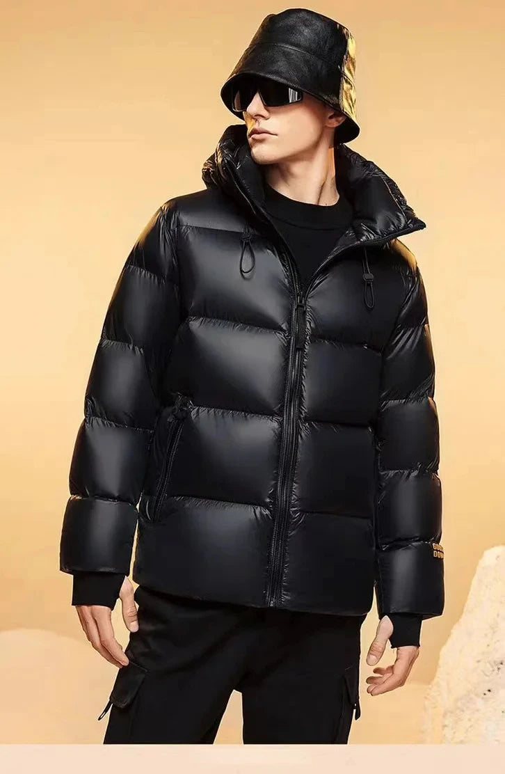Down Jacket Men Winter Waterproof Goose Jacket Men Luxury Brand Hooded Feather Goose Coat Women Black Puffer Jacket Man 2023 New