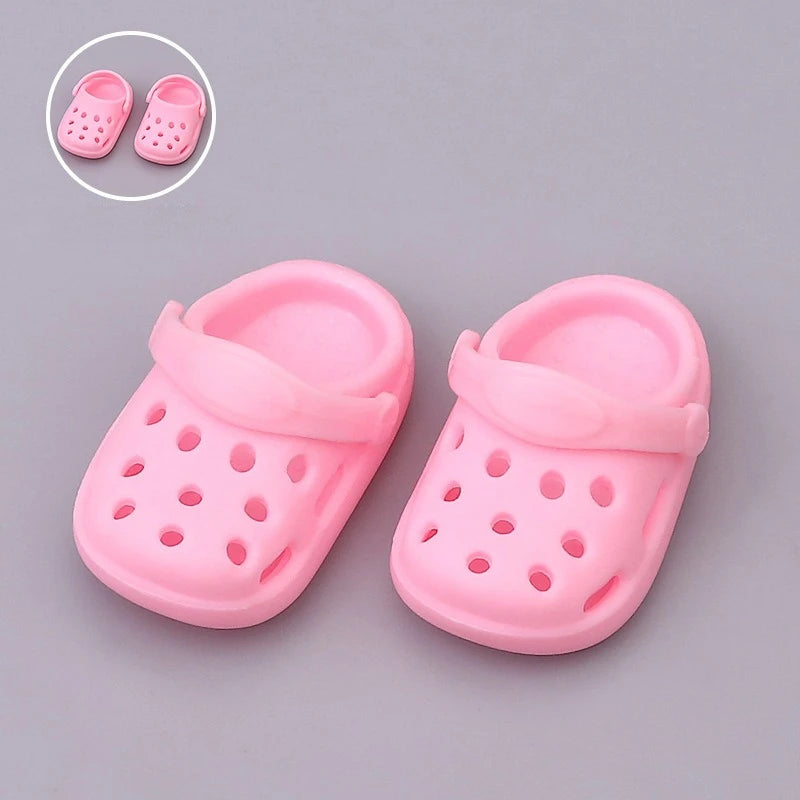 Kawaii Macaron Colored Perforated Shoes For 17cm Labubu V1 V2 V3 With Adjustable Hole Shoes For Ladbubu Dolls Accessories
