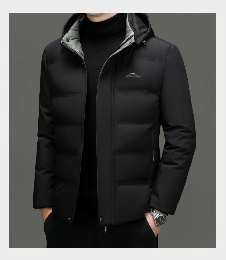 Top Grade Thicken Fashion Hooded Winter Warm Outerwear Designer Business Parka Coat Mens Newest Jacket Windbreaker