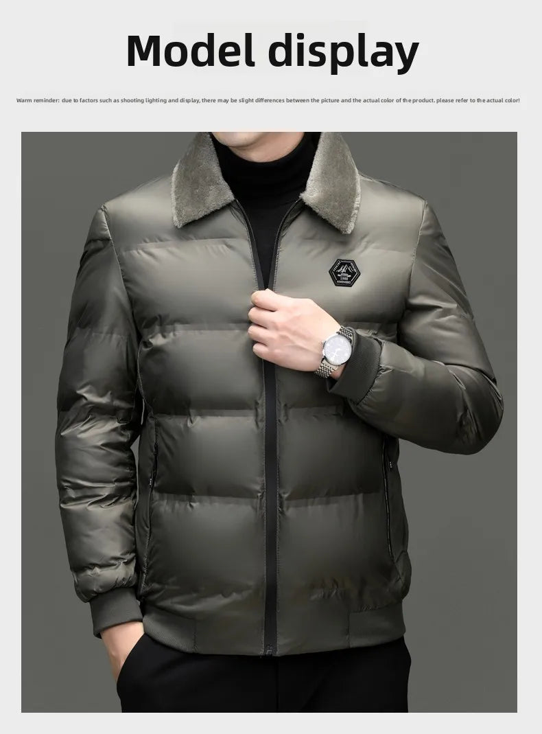 Top Grade Middle-aged Men Bubble Puffer Windbreaker Coat Parka Jacket Winter Plus Velvet Thickened Short Outerwear