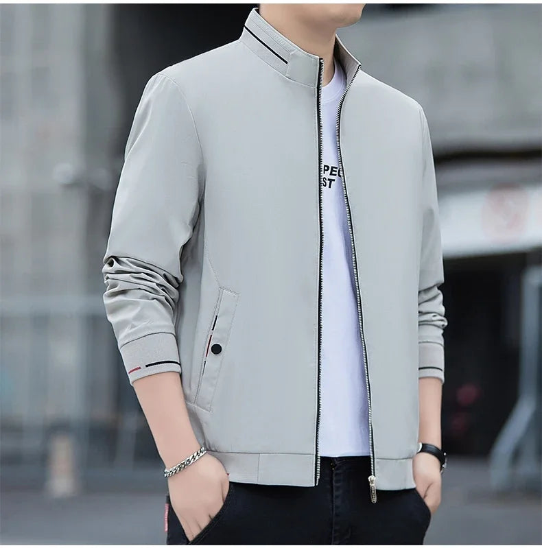 New Autumn Winter Men's Casual Sports Jacket Fashionable Trend Windproof Portable Pocket Stand Up Collar Fashionable Coat