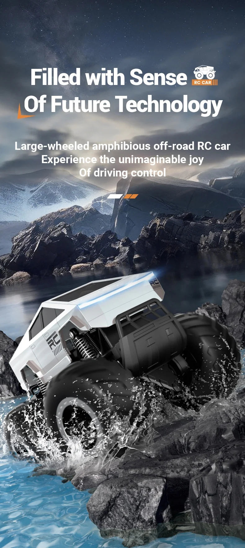 JJRC 1:18Q185 Amphibious RC Crawler 4WD Waterproof Off-Road Stunt Car 2.4GHz Kids Remote Control Toy All-Terrain Water Land Gift