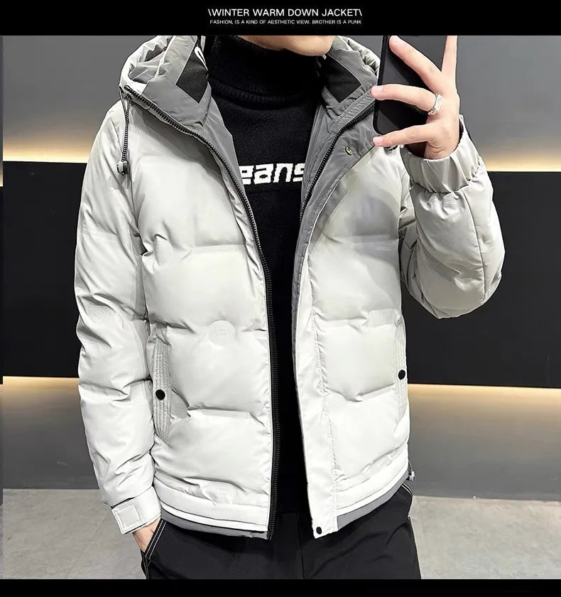Men's Down Jacket Winter New Thickened Warm And Cold Proof Outwear Top Casual White Duck Down Hoodie Coats For Men