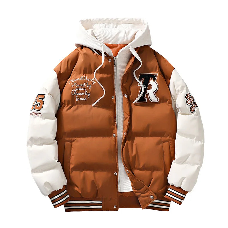 Supzoom New Arrival Casual Embroidery Mens Winter Trendy Fake Two-piece Hooded Bread Suit Couple Cotton-padded Jackets And Coats
