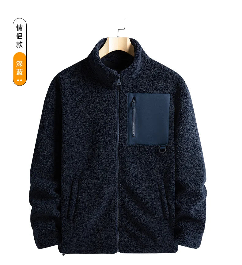 New Autumn Winter Sports Outdoor Stand Up Collar Casual Loose Couple Coat Men'S Thick Fashion Versatile Warm Polar Fleece Jacket