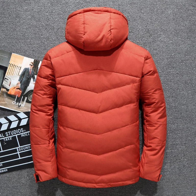Winter Thickened Men's Down Jacket Men Warm Windproof Parkas Travel Detachable Hat Casual Lightweight Skiing Puffer Jacket Male