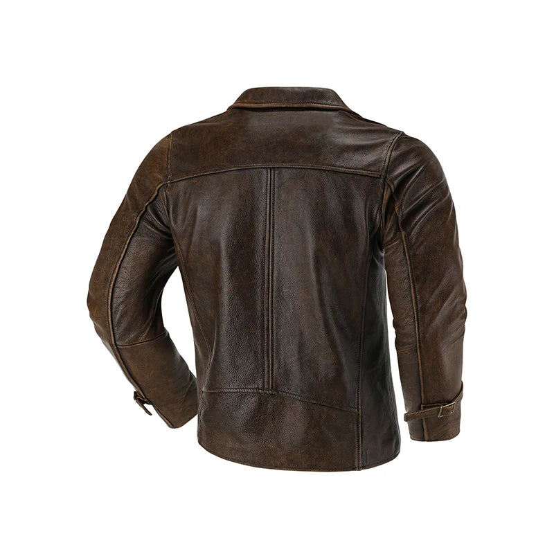 New Top-Layer Cowhide Leather Jacket Men's Four Seasons Motorcycle Leather Jacket Slim-Fit Lapel Multi-Pocket Jacket