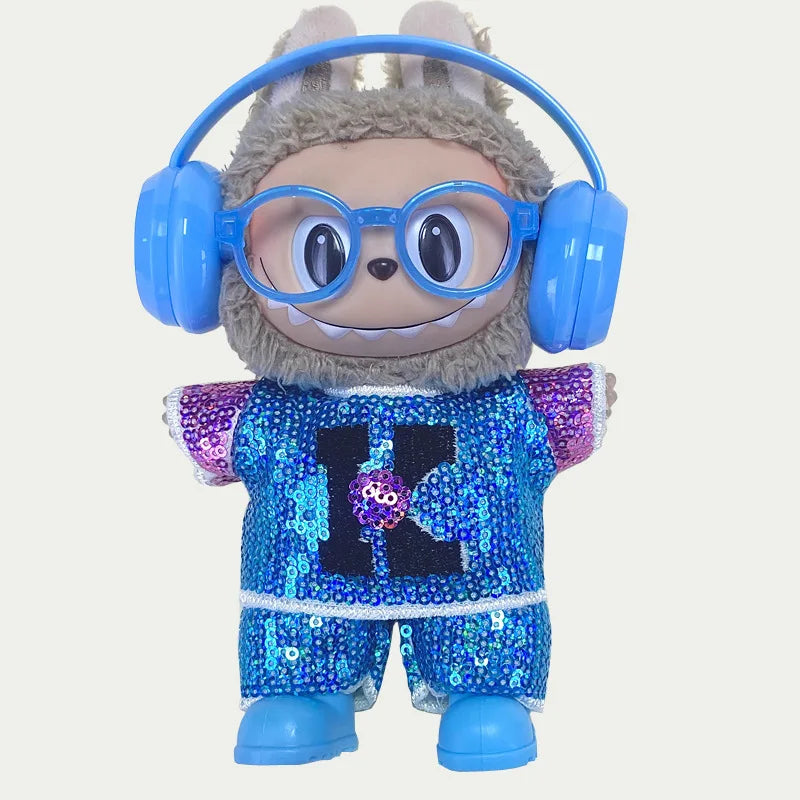 LABUBU clothes Handmade sequined outfit, two-piece jacket and trousers LABUBU accessories Headphones Shoes accessories (no dolls