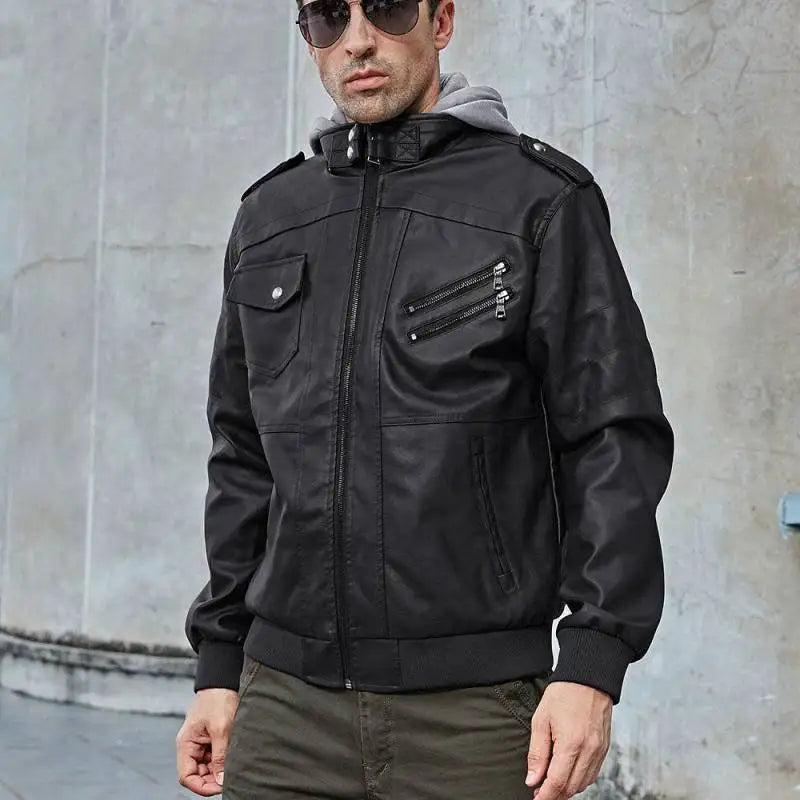 Men's Leather Jackets for Men Autumn Winter Motorcycle PU Jacket Streetwear Outdoor Coats Loose Jacket