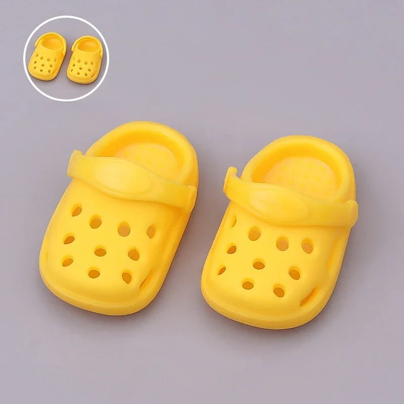 Kawaii Macaron Colored Perforated Shoes For 17cm Labubu V1 V2 V3 With Adjustable Hole Shoes For Ladbubu Dolls Accessories