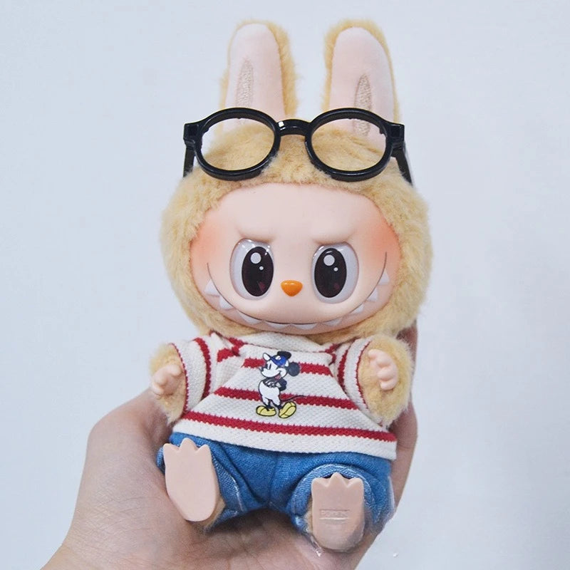 labubu clothes Summer Striped T-shirt Refreshing Set, Top and Shorts Change set, Daily outfits ,labubu accessories(No dolls)