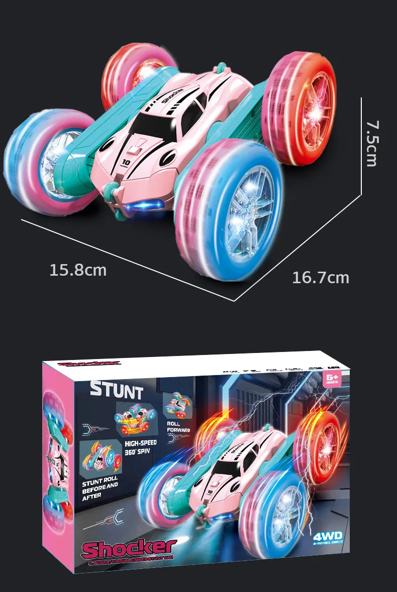 2.4G Remote Control Car  Double Sided Flip Endurance  360 Degree Rotation 4-Wheel Drive Mini Electric Car Toys For Children