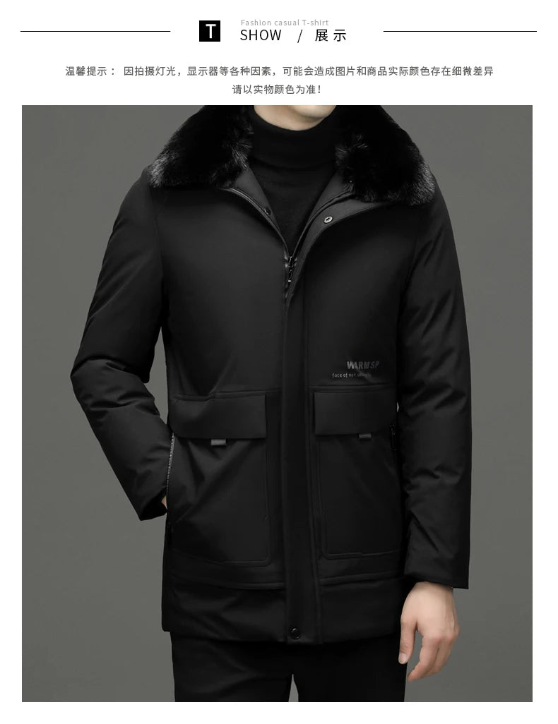 Top Grade Thick With Fur Hood Fashion Casual Designer Warm Parka Winter Coat Mens Newest Jacket Windbreaker Mens Clothes