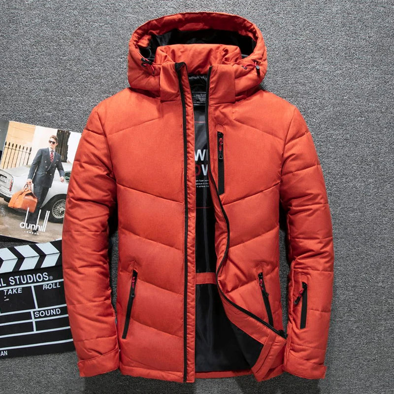 Winter Thickened Men's Down Jacket Men Warm Windproof Parkas Travel Detachable Hat Casual Lightweight Skiing Puffer Jacket Male