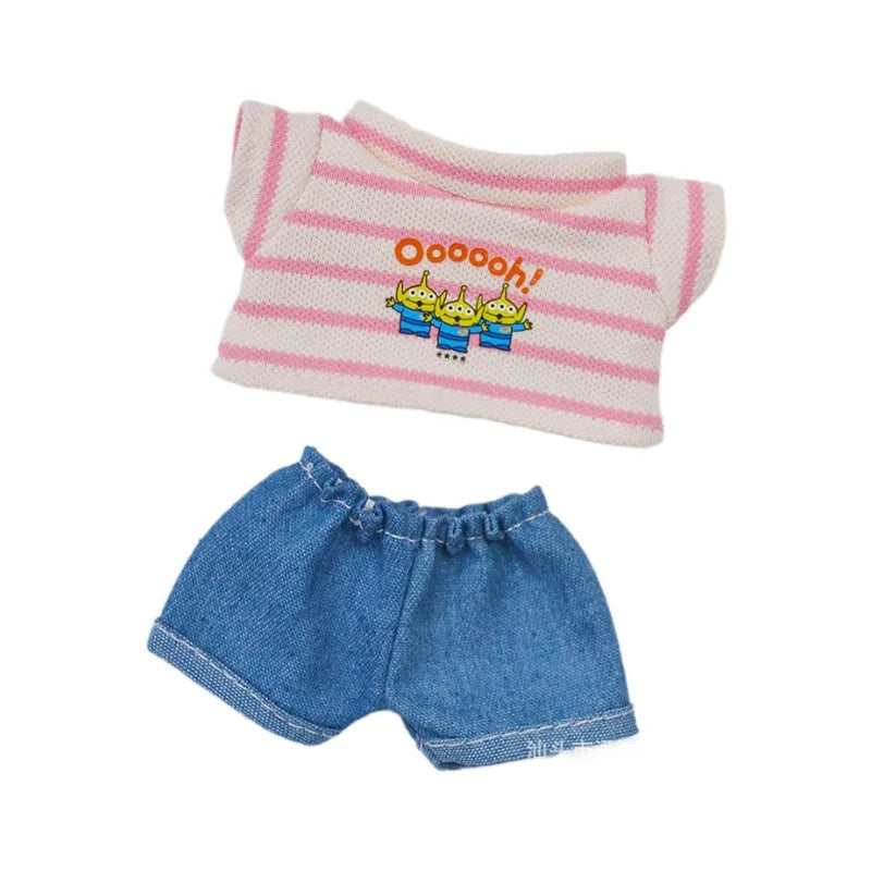 labubu clothes Summer Striped T-shirt Refreshing Set, Top and Shorts Change set, Daily outfits ,labubu accessories(No dolls)