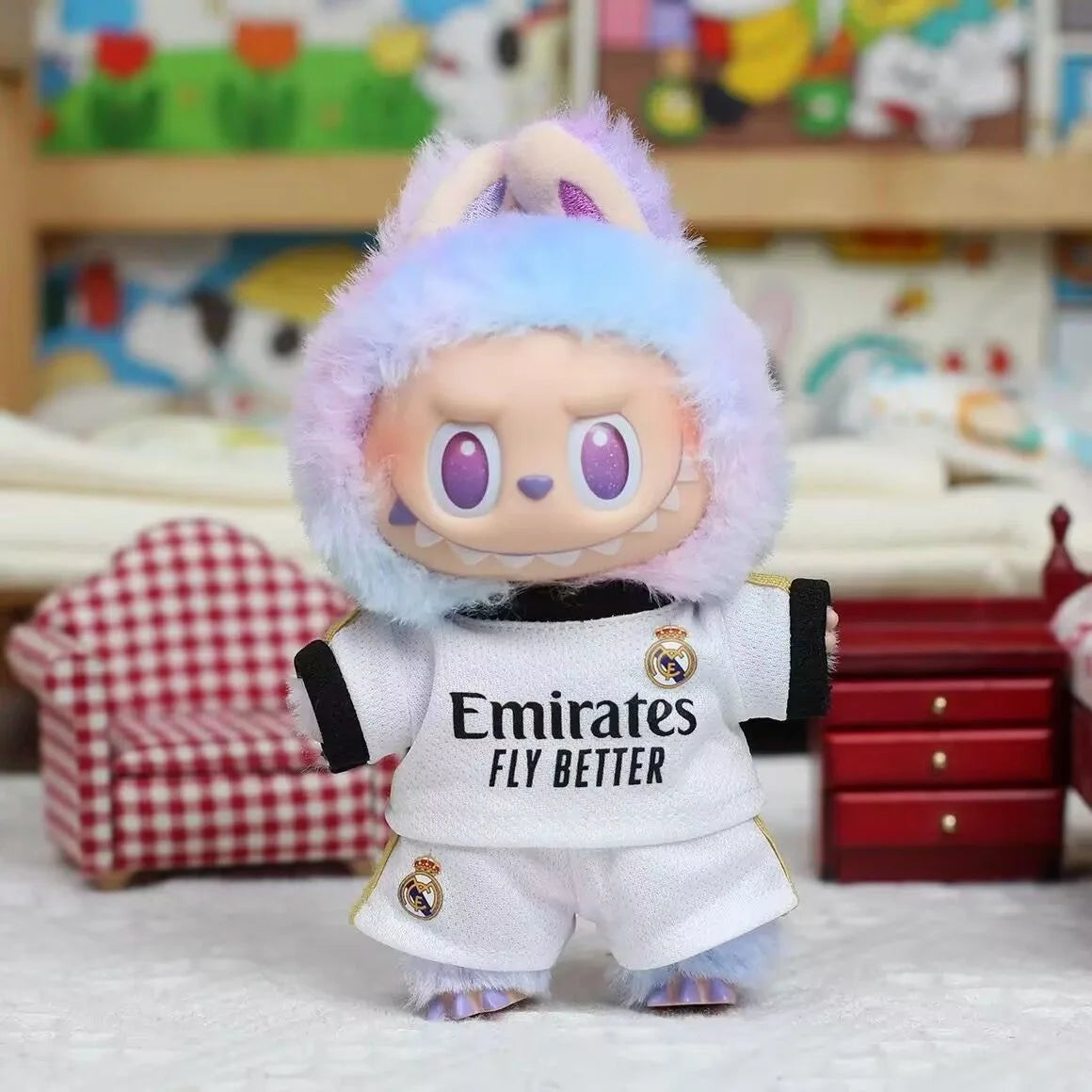 17cm Labubu Football Vinyl Pendant Doll Size 7 V1V2 V3 DIY Clothing Set Sportswear for Kids Creative Child Gift Toy