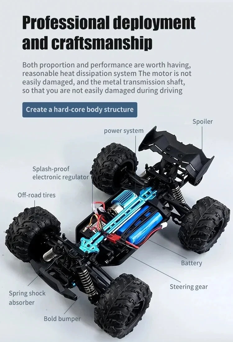 1:16 70km/h Super Brushless 50km/h Brushed RC Car 4x4 Off Road Remote Control High Speed Drift Racing Truck Toy Kids Adults