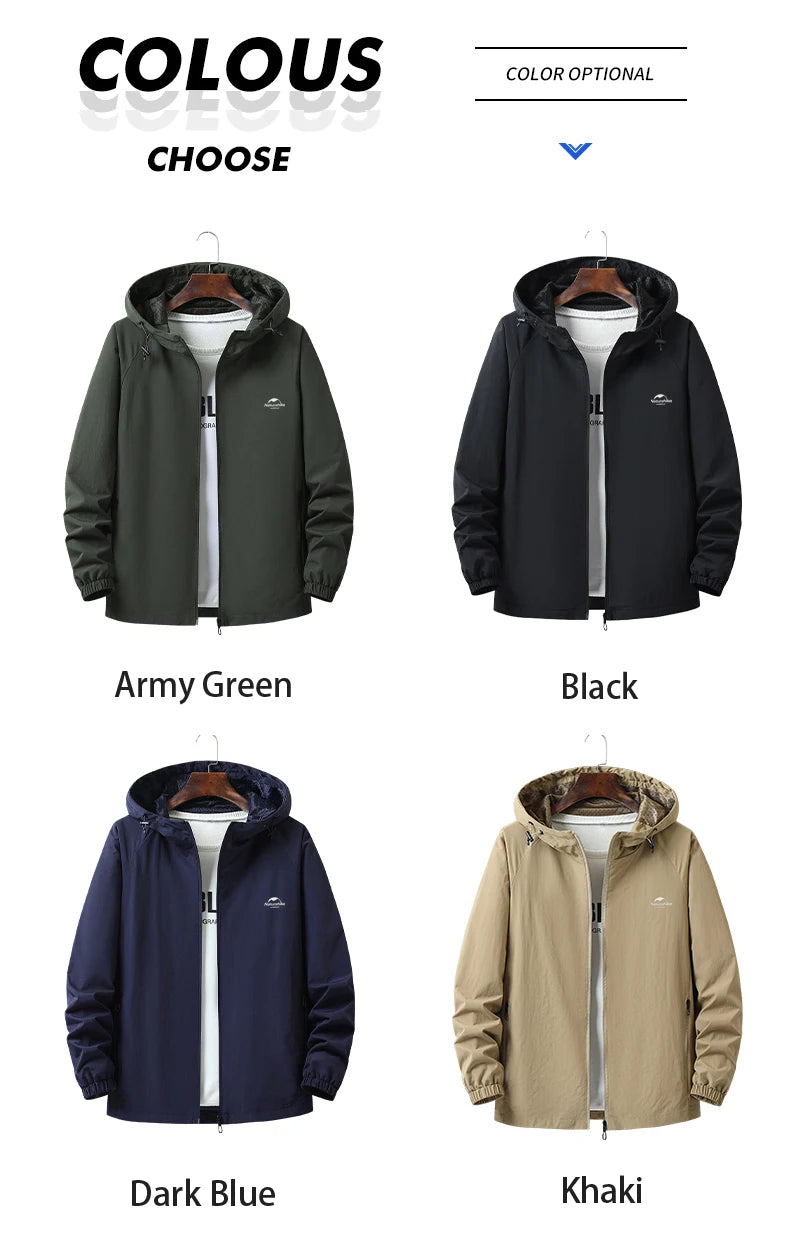 Naturehike Windbreaker Men Tactical Jacket Waterproof Outdoor Hooded Coat Sports Military European Field Climbing Thin Outwear