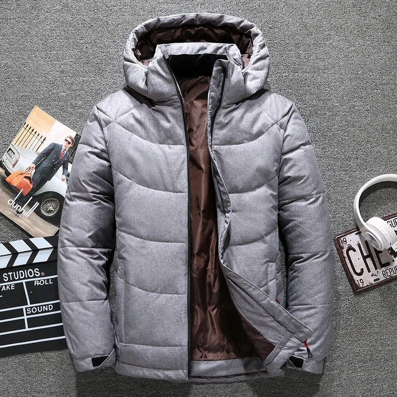 Winter Thickened Men's Down Jacket Men Warm Windproof Parkas Travel Detachable Hat Casual Lightweight Skiing Puffer Jacket Male