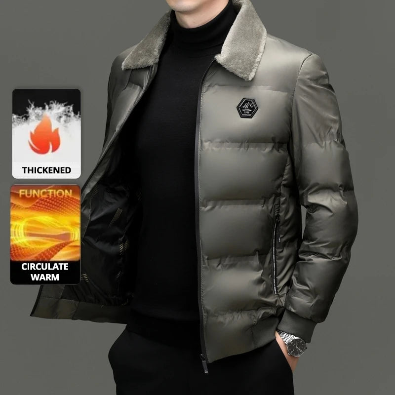 Top Grade Middle-aged Men Bubble Puffer Windbreaker Coat Parka Jacket Winter Plus Velvet Thickened Short Outerwear