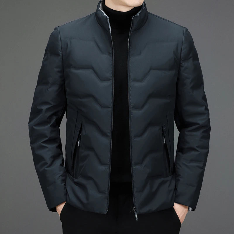 COMXZ Mens Down Jacket 2025 New Classic Solid Color Outdoor Camping Windproof Parka Fashion Lightweight Warm Autumn Winter Coat