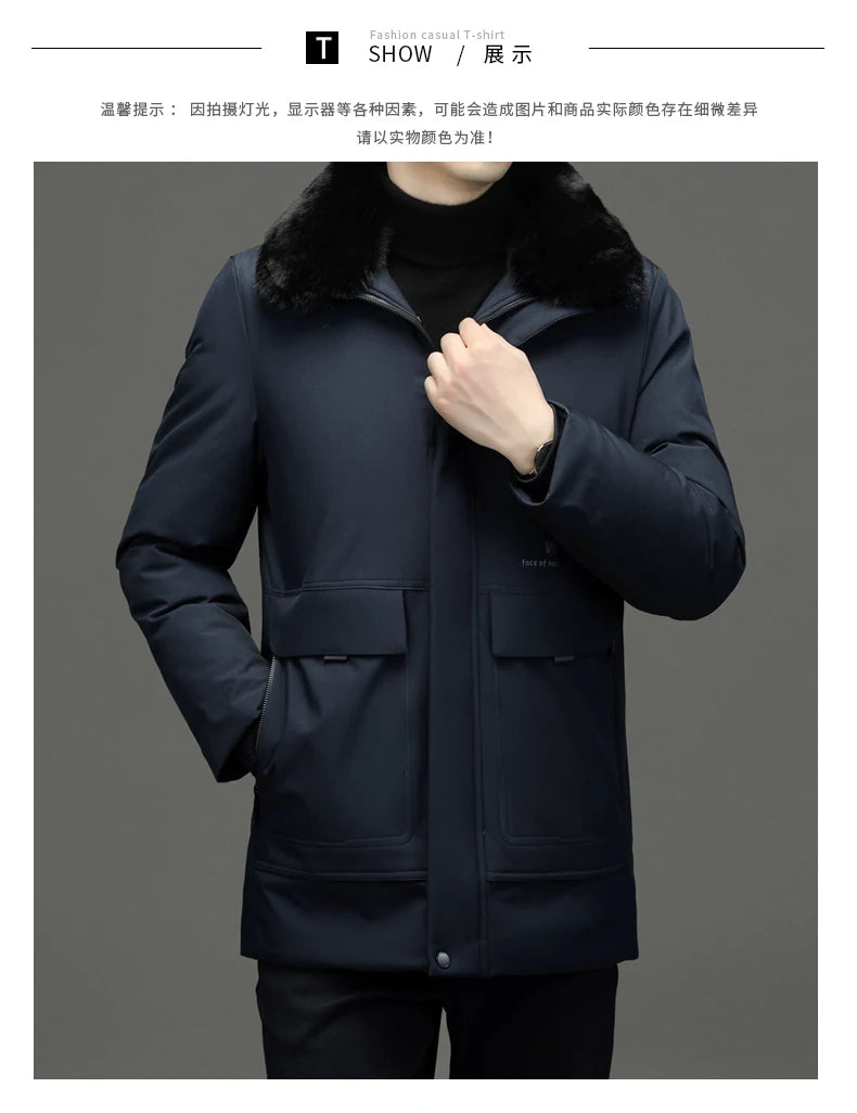 Top Grade Thick With Fur Hood Fashion Casual Designer Warm Parka Winter Coat Mens Newest Jacket Windbreaker Mens Clothes