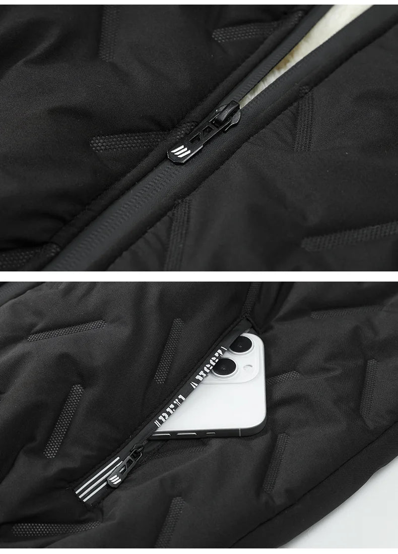 Men's Fleece Cotton Jacket Windproof Waterproof Stand Collar Coat Faionable Urban Sle Long Sve Coat Jacket