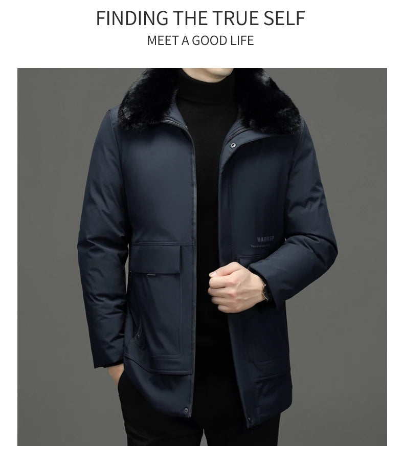 Top Grade Thick With Fur Hood Fashion Casual Designer Warm Parka Winter Coat Mens Newest Jacket Windbreaker Mens Clothes