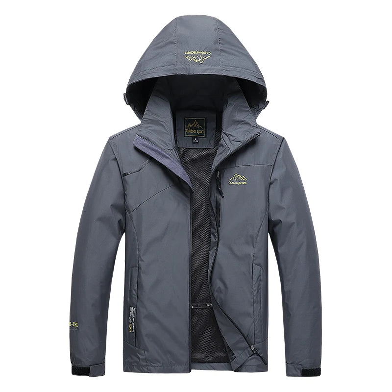 Men's Waterproof Hiking Jacket Autumn Men Large Size Windproof Windbreaker Outdoor Camping Hunting Running Fishing Sports Coats