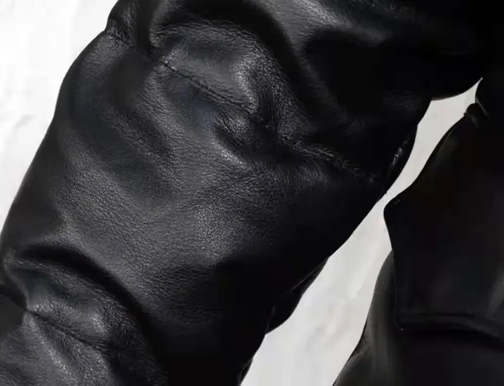 Cowhide Genuine Leather Duck Down Puffer Jacket Man Short Slim Fit Winter Fluffy Thickened Warm Leather Down Jacket Men Korean