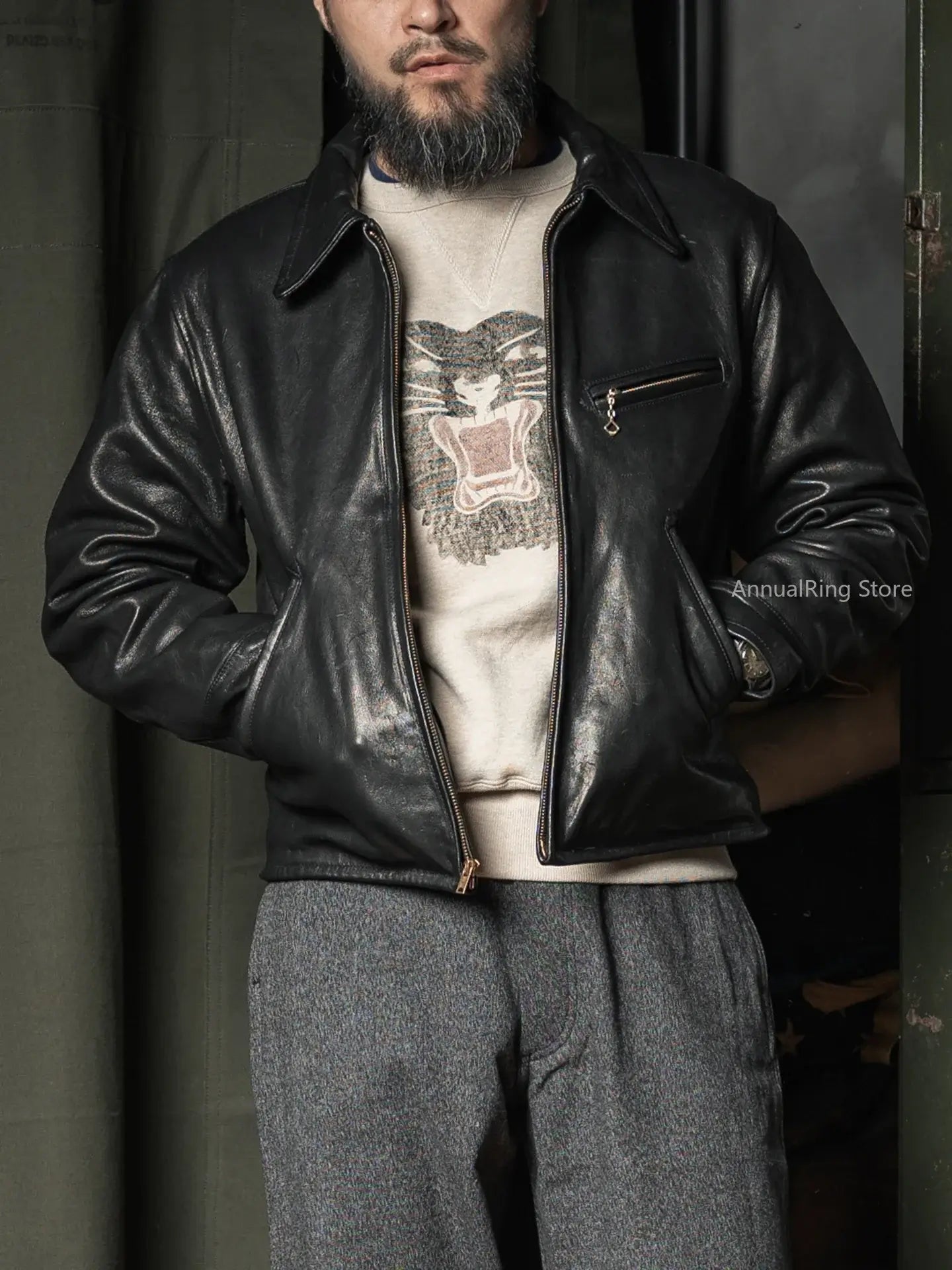 View details for Rugged Bronson Goat Sheepskin Leather Jacket Genuine Leather Jacket 1930s Vintage Short Leather Coat Rugged Bronson Goat Sheepskin Leather Jacket Genuine Leather Jacket 1930s Vintage Short Leather Coat