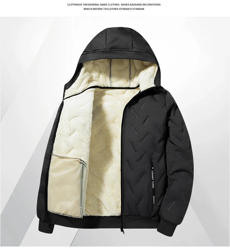 Men's Fleece Cotton Jacket Windproof Waterproof Stand Collar Coat Faionable Urban Sle Long Sve Coat Jacket