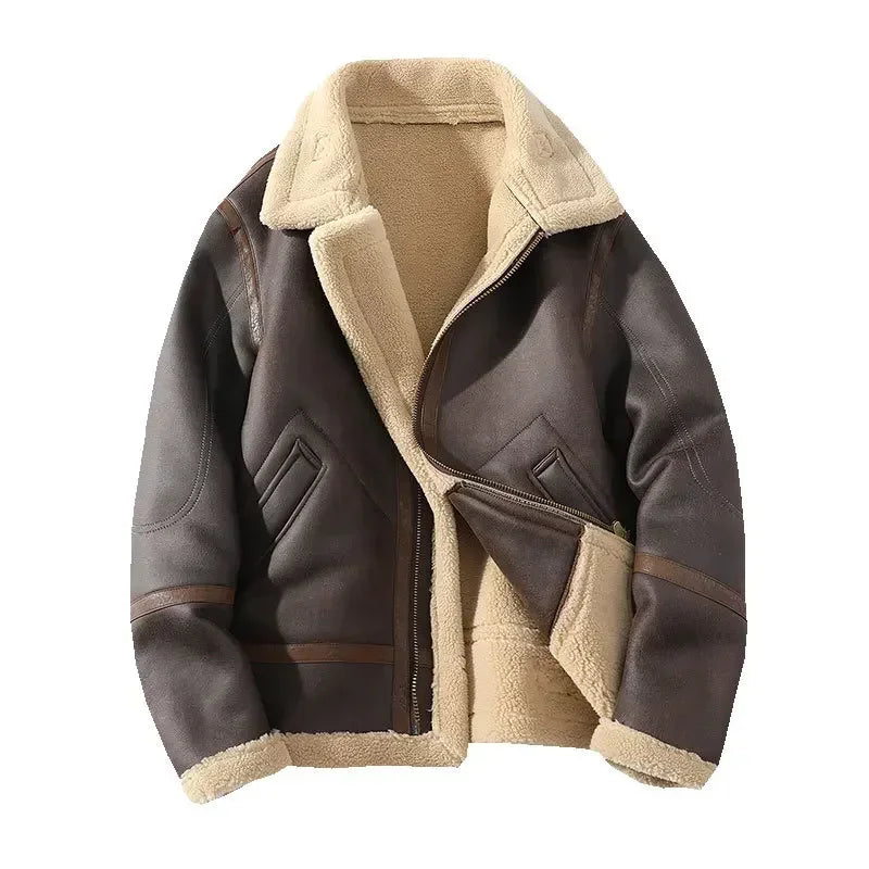 2024 Autumn Winter Men's Leather Jacket High-end Brand Plus Velvet Thickening Street Fashion Large Size Khaki Man PU Coats 5XL