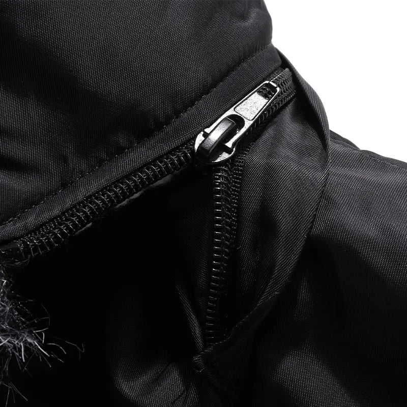 Men's Winter Fur Hooded Parka Coat Winter Warm Removable Hooded Fleece Lined Windproof Motorcycle Jackets Men Lambswool Parkas