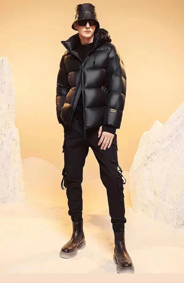 Down Jacket Men Winter Waterproof Goose Jacket Men Luxury Brand Hooded Feather Goose Coat Women Black Puffer Jacket Man 2023 New