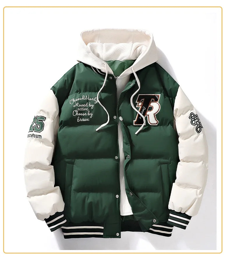 Supzoom New Arrival Casual Embroidery Mens Winter Trendy Fake Two-piece Hooded Bread Suit Couple Cotton-padded Jackets And Coats