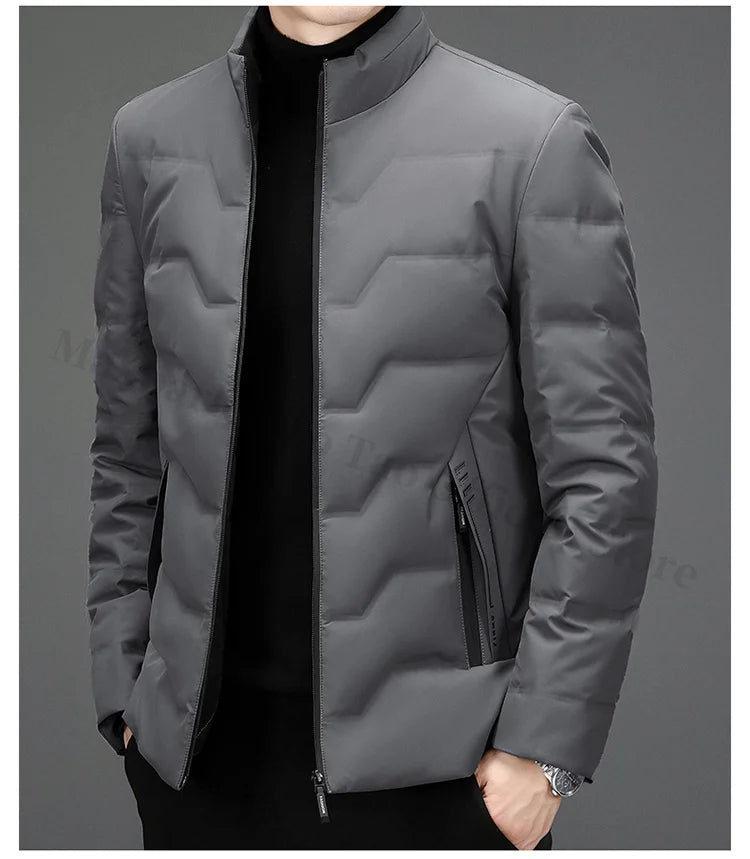 COMXZ Mens Down Jacket 2025 New Classic Solid Color Outdoor Camping Windproof Parka Fashion Lightweight Warm Autumn Winter Coat