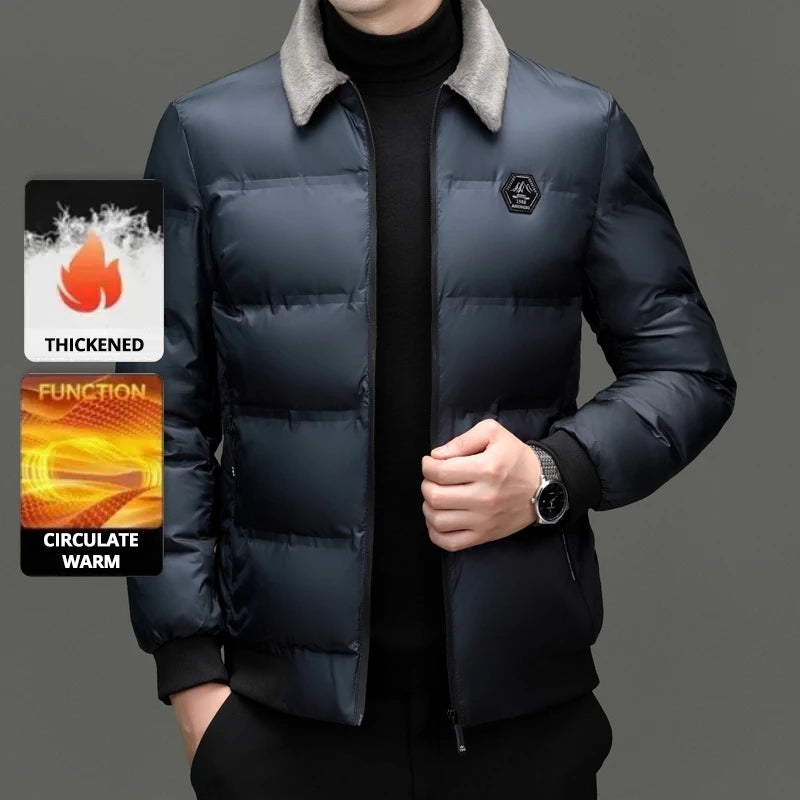 Top Grade Middle-aged Men Bubble Puffer Windbreaker Coat Parka Jacket Winter Plus Velvet Thickened Short Outerwear