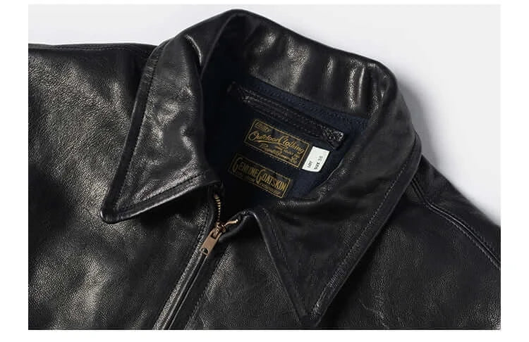 Rugged Bronson Goat Sheepskin Leather Jacket Genuine Leather Jacket 1930s Vintage Short Leather Coat