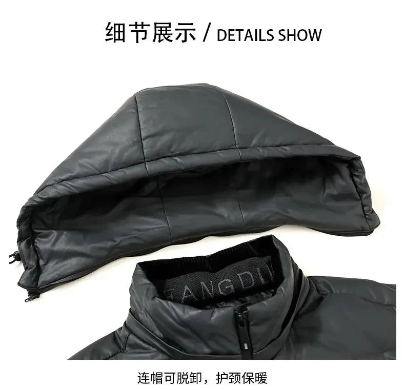 Winter Hooded Down Jacket Men Thicken Warm Genuine Leather Man Luxury Coat Male Fluffy Sheepskin Puffer