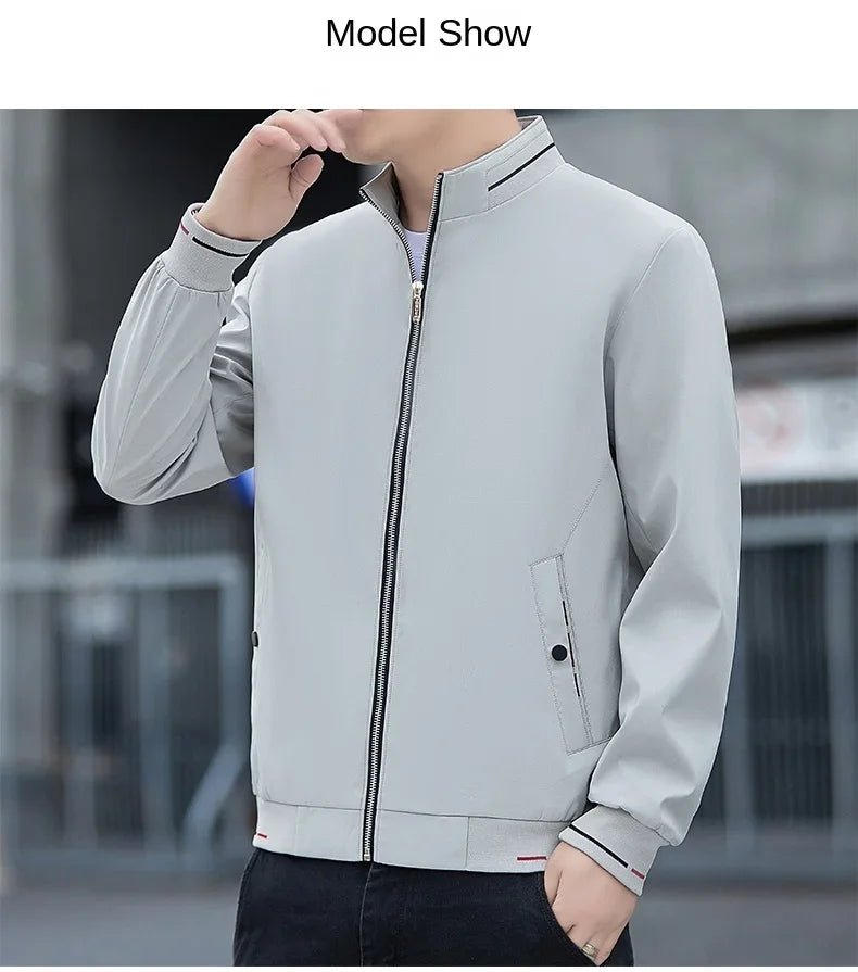 New Autumn Winter Men's Casual Sports Jacket Fashionable Trend Windproof Portable Pocket Stand Up Collar Fashionable Coat