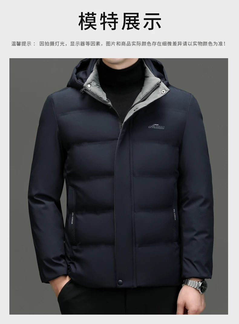 Top Grade Thicken Fashion Hooded Winter Warm Outerwear Designer Business Parka Coat Mens Newest Jacket Windbreaker
