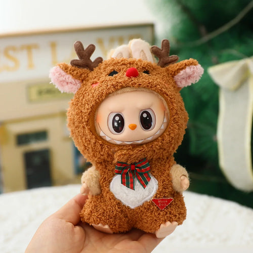 1 Set 17cm Labubu Christmas Baby Clothes Snowman Elk Santa Claus Outfit For 1st 2nd 3rd Gen Doll Xmas Holiday Gift