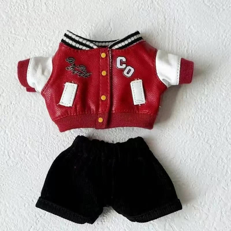 For 15/17cm Labubu Doll Fashion Trend Locomotive Clothing Set plush toy Leather Jacket Clothes designer Diy original Accessories