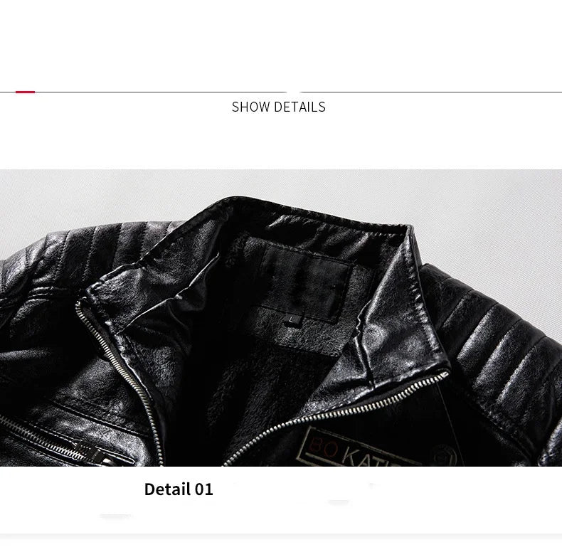 New Men's Leather Jackets Autumn And Winter Casual Motorcycle Slim PU Jacket Biker Leather High Quality Fashion Warm Overcoat
