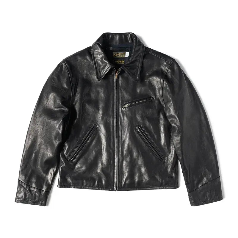 Rugged Bronson Goat Sheepskin Leather Jacket Genuine Leather Jacket 1930s Vintage Short Leather Coat