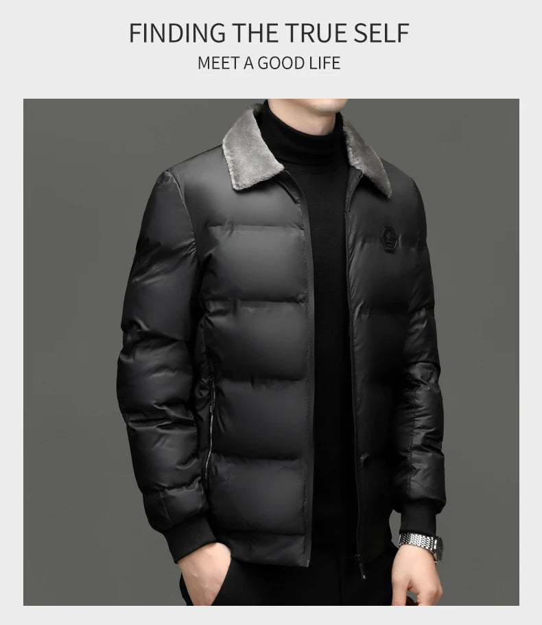 Top Grade Middle-aged Men Bubble Puffer Windbreaker Coat Parka Jacket Winter Plus Velvet Thickened Short Outerwear