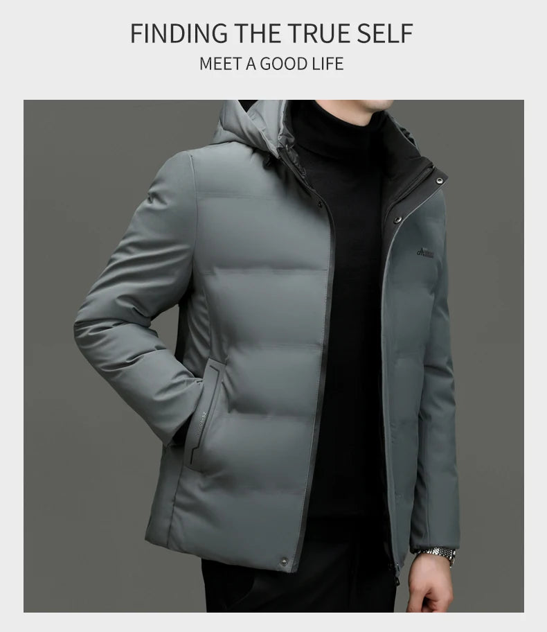 Top Grade Thicken Fashion Hooded Winter Warm Outerwear Designer Business Parka Coat Mens Newest Jacket Windbreaker