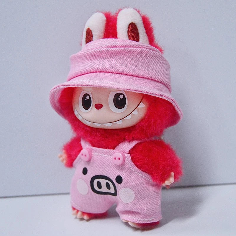 Overalls Clothes for Labubu V4 Clothing for Labubu 4.0 The Monsters Pin for Love Series Doll Outfit Fisherman Hat Parts
